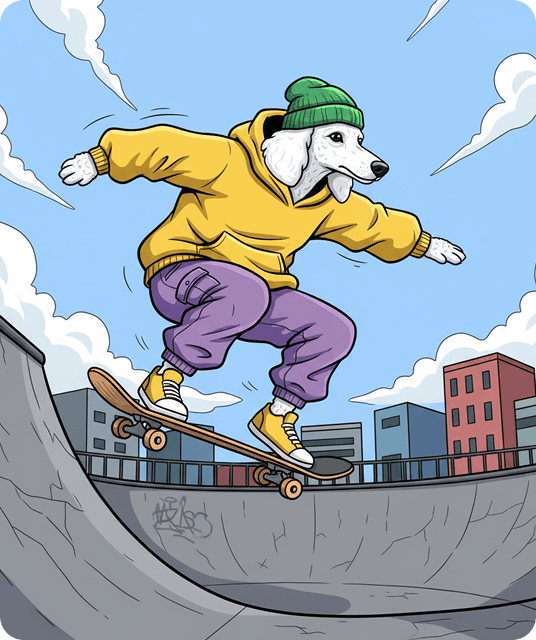 Poodle skating illustration